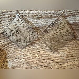 Large silver filagree art deco dangle earrings